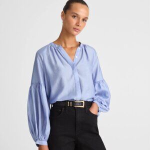 Madewell Shirred Balloon-Sleeve Top , Sunwashed Blue , XS, NWT